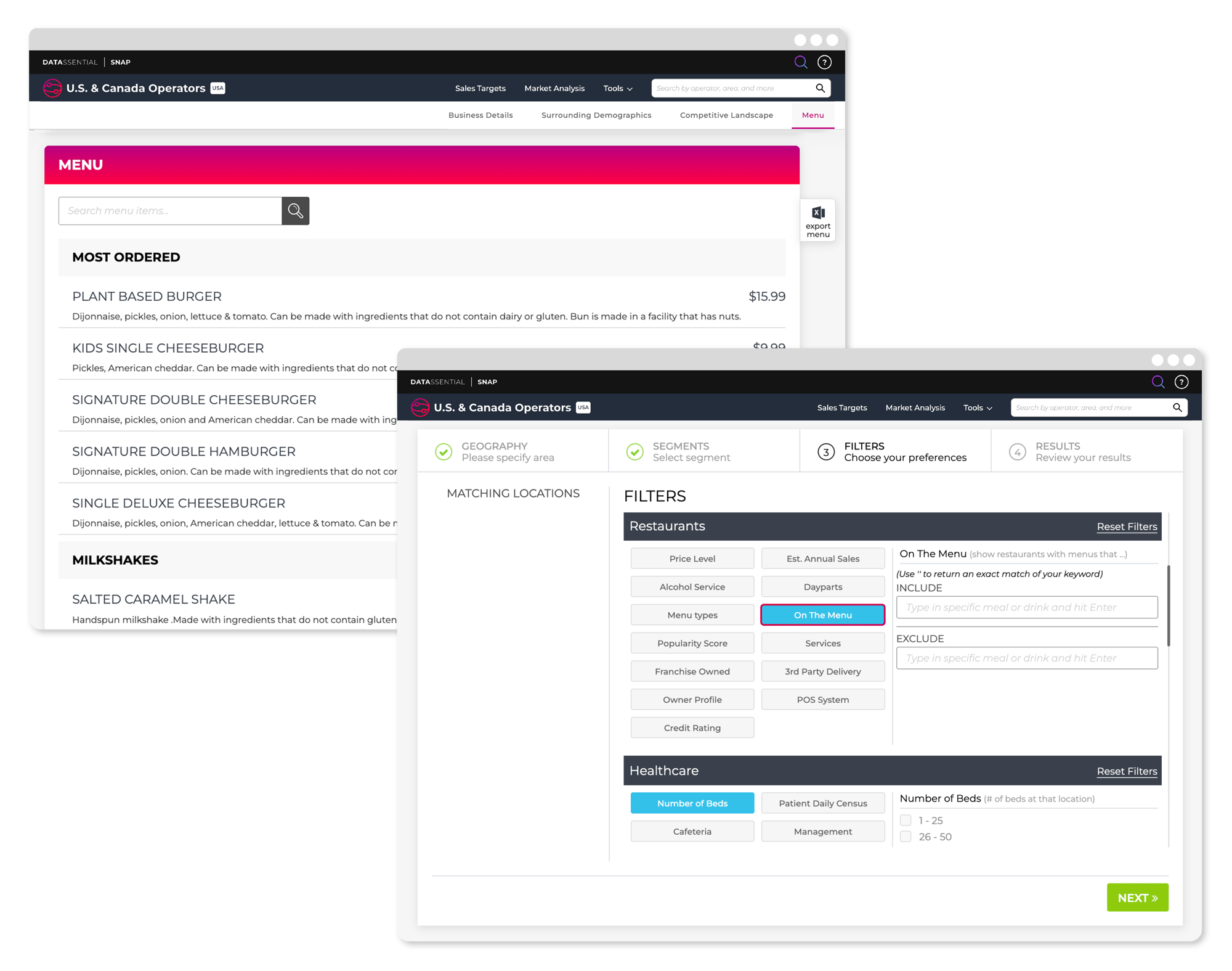 Sales intelligence_us and canada operators_menu Sales intelligence_us and canada operators_menu